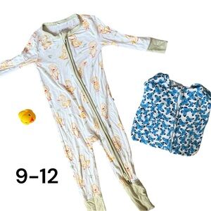 Posh Peanut Vadim Duck and Nayeli Butterfly Print Onesies 9-12 M